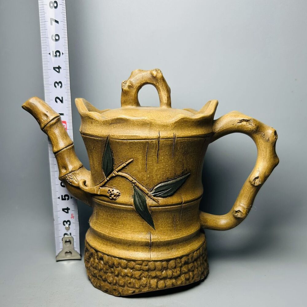 Vintage Chinese Yixing Purple Clay Teapot Zisha Ceremony Ceramic Bamboo Teaware