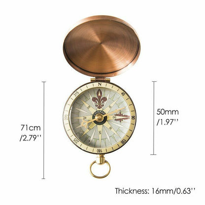 Pocket Compass Retro Copper Retro Flip Covers Watch Marine Survival Tool 71x50mm
