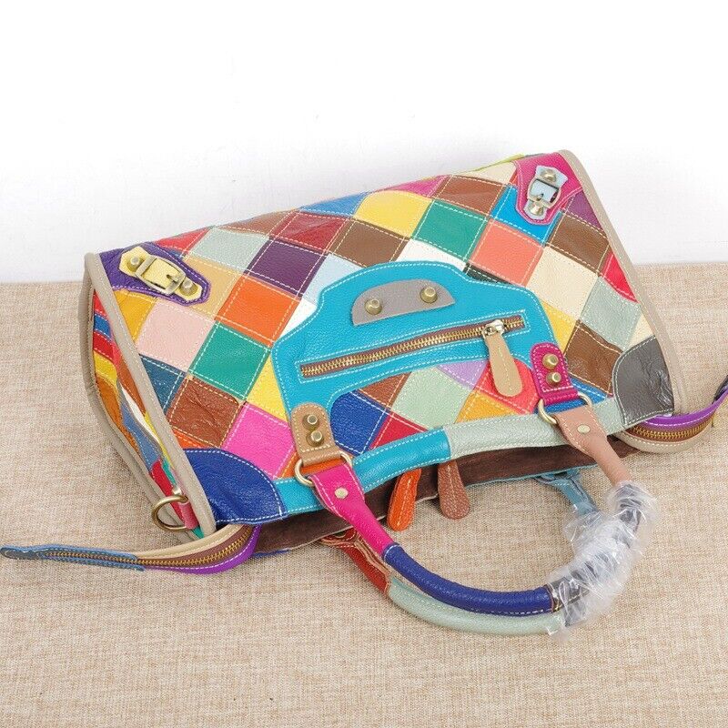 Designer Womens Cow Leather Multi-color random Handbag Satchel Tote Shoulder Bag