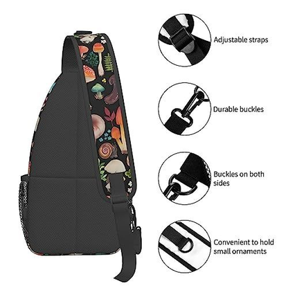 KAWOEEW Mushroom Sling Bag,Mushroom Gifts Crossbody Bag One Size,