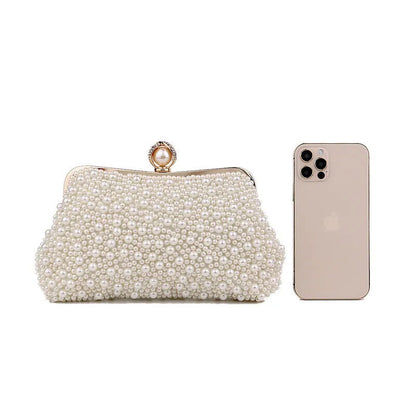 Beading Women Evening Bag With Chain Shoulder Pearl Handbags Chain Shoulder