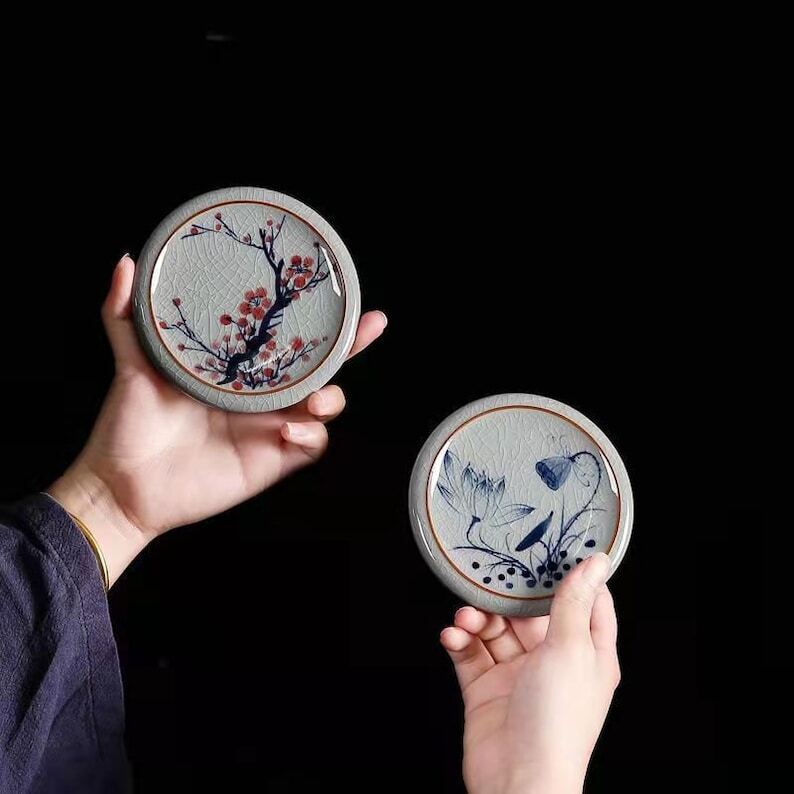 Classic Ceramic Tea Coasters|Ceramic Cup Holders|Tea Ceremony Accessories