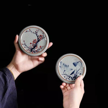 Classic Ceramic Tea Coasters|Ceramic Cup Holders|Tea Ceremony Accessories