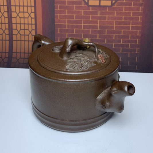 Vintage Chinese Yixing Purple Clay Teapot Zisha Ceremony Carving Collectible Art