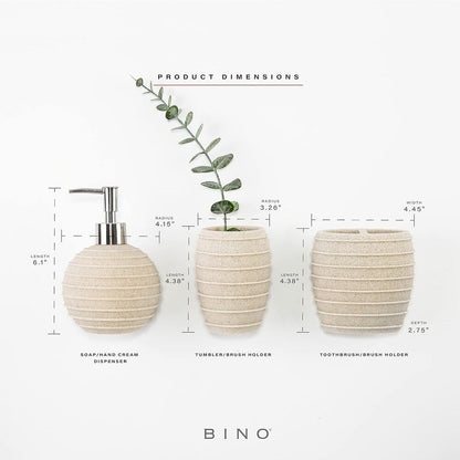 Bathroom Accessories Set Soap Dispenser Toothbrush Holder Tumbler Decor 3 Pcs