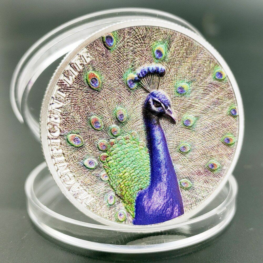 Commemorative Coin Cook Island Magnificent Life Peacock Collectible Metal 40x3mm