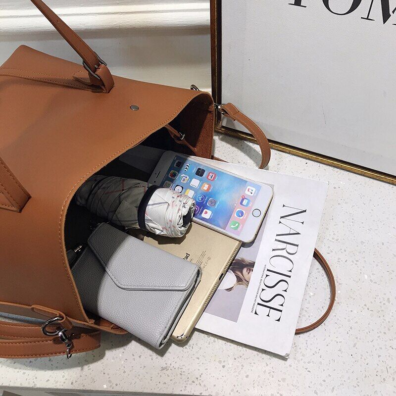 Single Shoulder Handbag Ladies Bucket PU Shoulder Bag