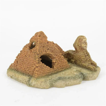 Fish Tank Decorations Resin Pyramid Sphinx Shrimp Residence Aquarium Accessories