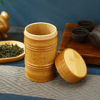 Portable Lightweight Bamboo Tea Jar Storage Holder Chinese Tea Container Box
