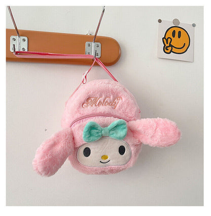 Sanrio Plush Diagonal Straddle Bag Kuromi Melody Makeup Bag