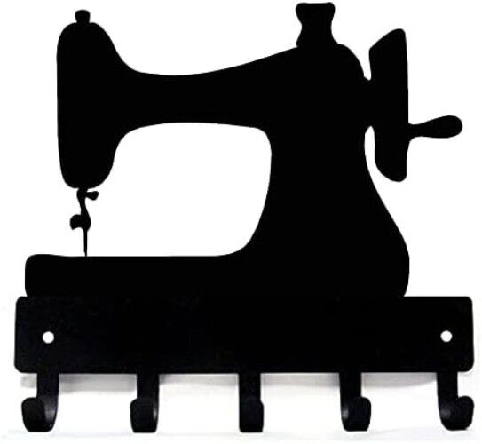 Seamstress Sewing Machine Metal Key Rack -9 Inch Wide/6 Inch Wide Metal Wall Art