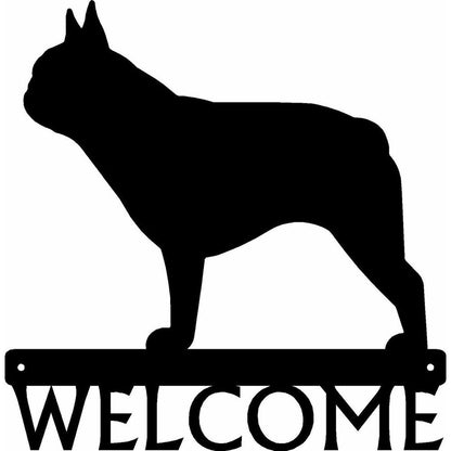 French Bulldog Dog Welcome Sign Wrought Wall Stickers Artwork Shape Decoration