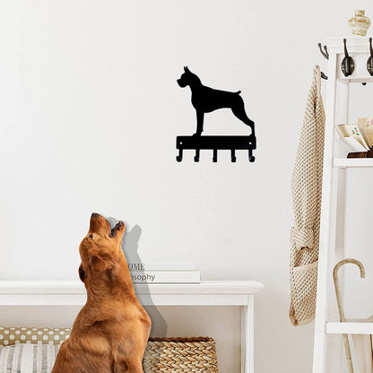 Boxer Dog - Key Hooks & Keychain Holder - 6 inch Wide/9 inch Wide Metal Wall Art