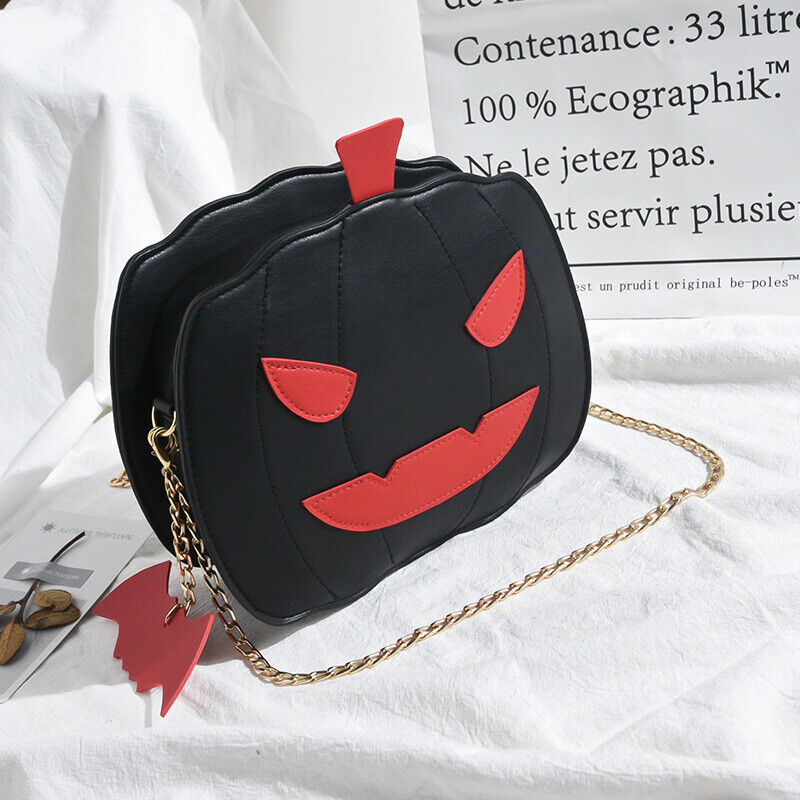 Women Pumpkin Handbag Halloween Candy Bag Little Devil Shoulder Messenger Bag