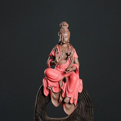 Full Handmade Tea Pet Buddha Statue Real Yixing Zisha Purple Clay Decoration Big