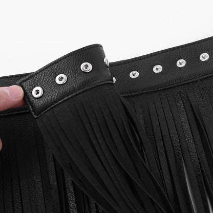 Women Tassel Skirt Faux Leather Fashion Girl Hippy Boho Fringe Harness Rave Belt