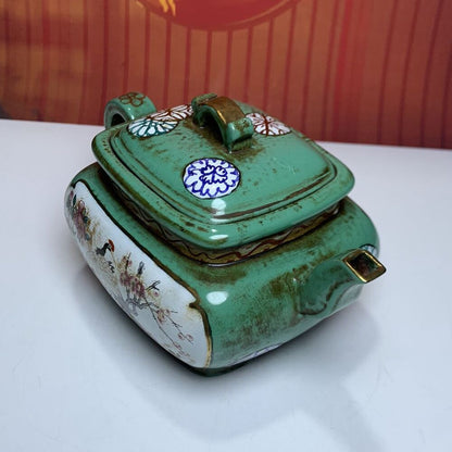 Vintage Chinese Yixing Purple Clay Teapot Zisha Enamel Nice Flower Bird Teaware
