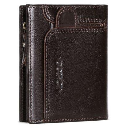 Vintage Genuine Leather Wallet Credit Card Id Holder Zipper Purse RFID Card Bag