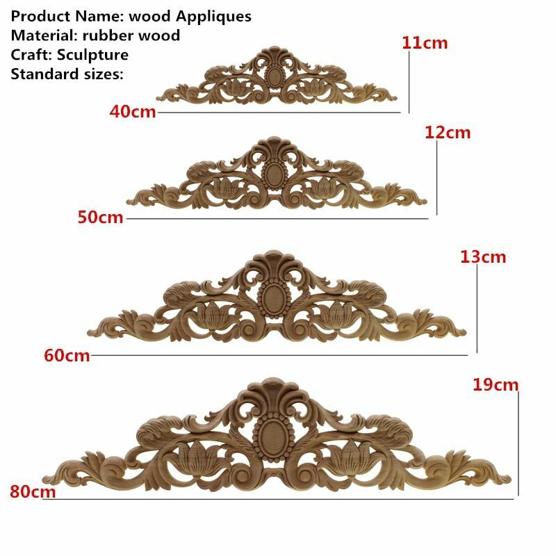 Natural Wood Appliques Furniture Cabinet Unpainted Wooden Carving Moulding Decal