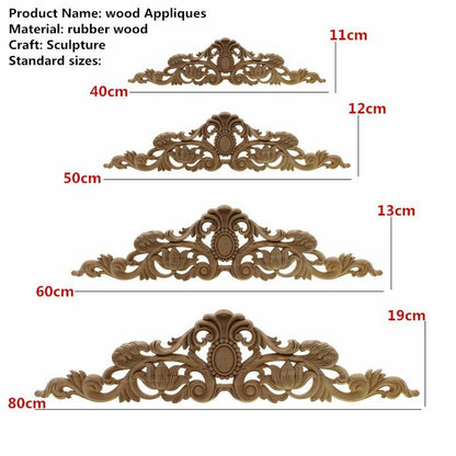 Natural Wood Appliques Furniture Cabinet Unpainted Wooden Carving Moulding Decal