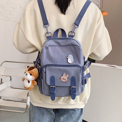 Mini Backpack Shoulder Bag Multi-Function Small Fashion School Nylon 12 Inches