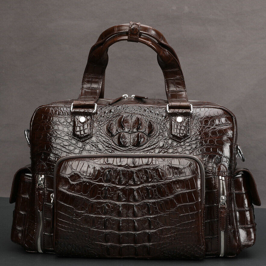 Real Handcrafted Siamese Skin Leather Men's Travel Luggage Luxury Large Handbags