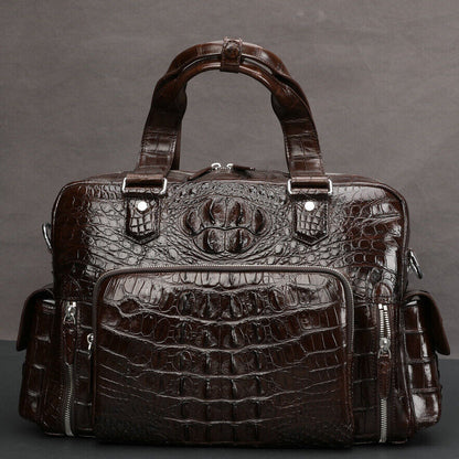 Real Handcrafted Siamese Skin Leather Men's Travel Luggage Luxury Large Handbags