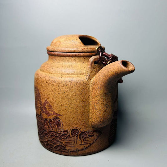 Vintage Chinese Yixing Purple Clay Teapot Zisha Ceremony Carving Collectible Art
