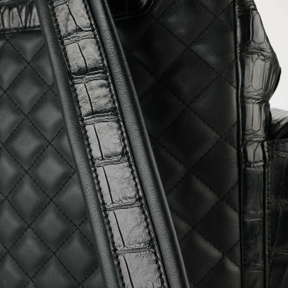 Handcrafted Alligator Crocodile Skin Leather Backpack Shoulder Bag Travel Bag