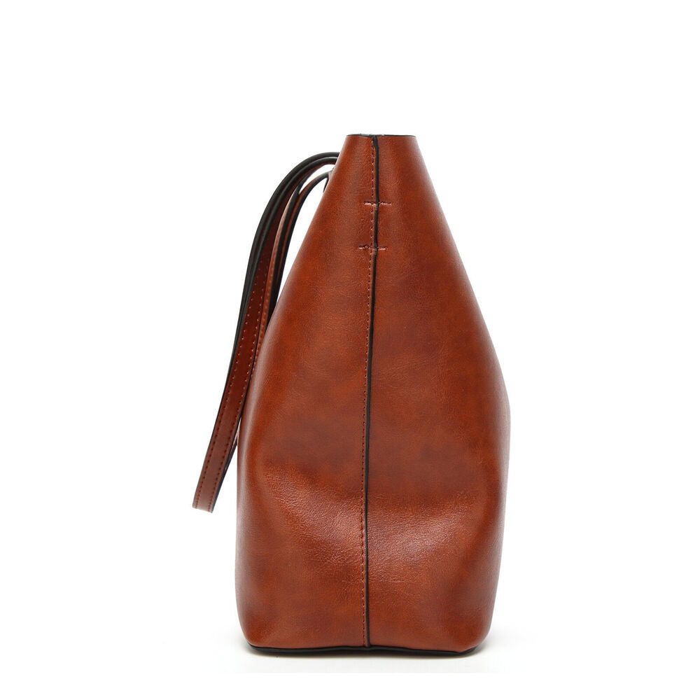 Leather Bucket Bag Double Strap Handbag Shoulder Bags Women Shopping