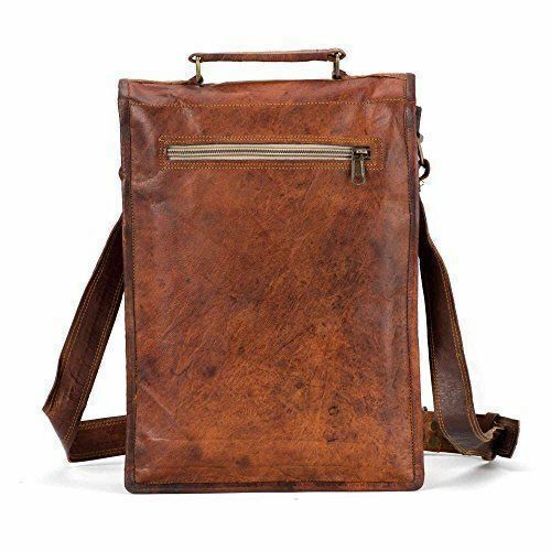 New 18" Brown Vintage Leather Men's Laptop Bag LARGE Satchel Messenger Briefcase