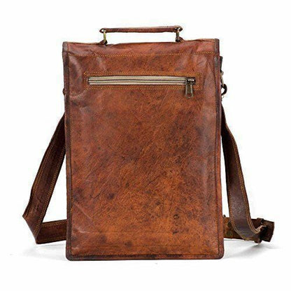 New 18" Brown Vintage Leather Men's Laptop Bag LARGE Satchel Messenger Briefcase