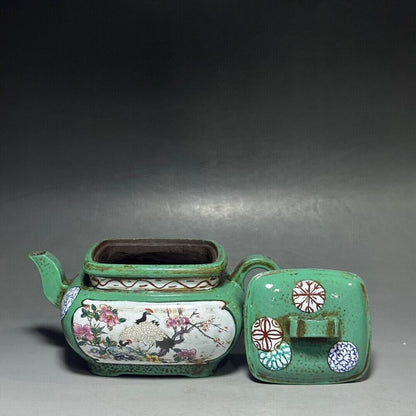 vintage chinese yixing purple clay teapot zisha ceremony carving Collectible art