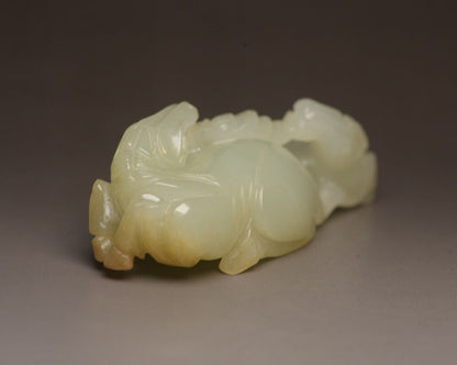 Chinese Antique Hetian Jade Carving Pair Horse Statue Exquisite Figurine Artwork