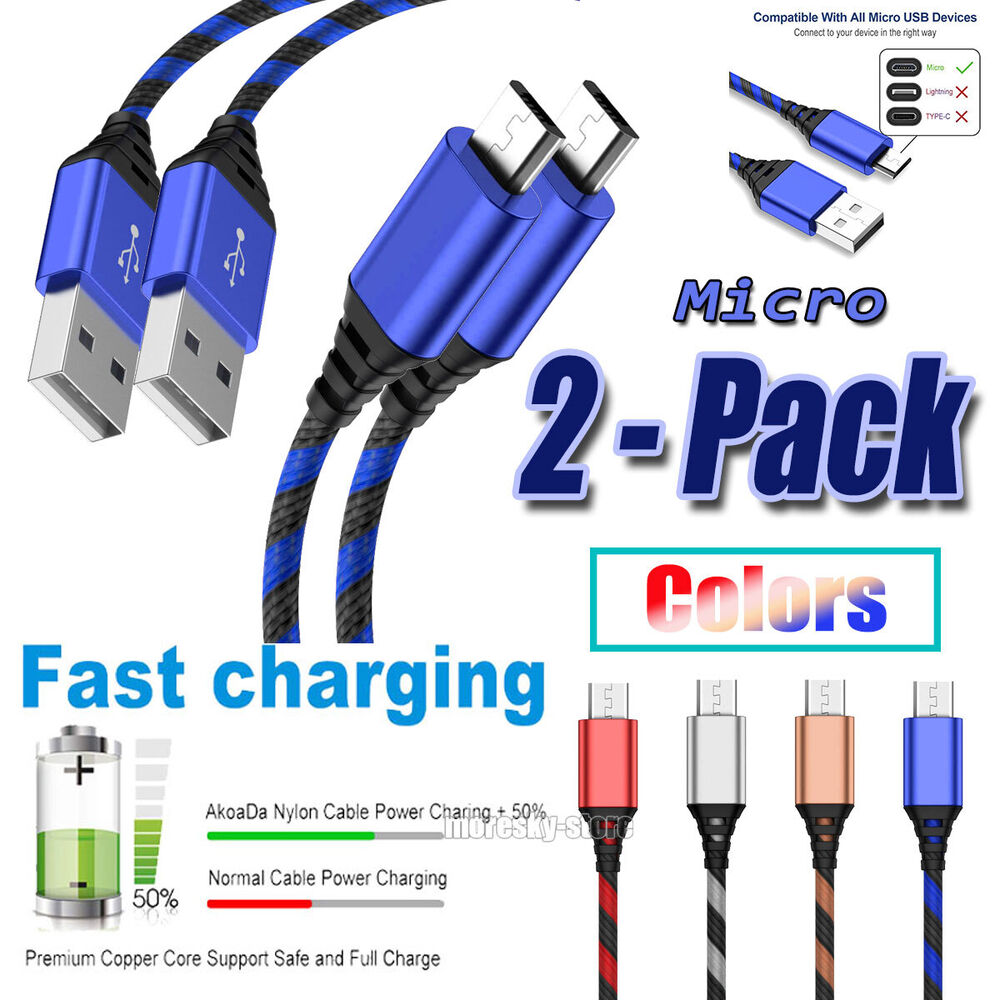 2x Micro USB Charging Cable 3/6/10ft Data Charge Cord For Galaxy A3 A5 A7 A8 A01