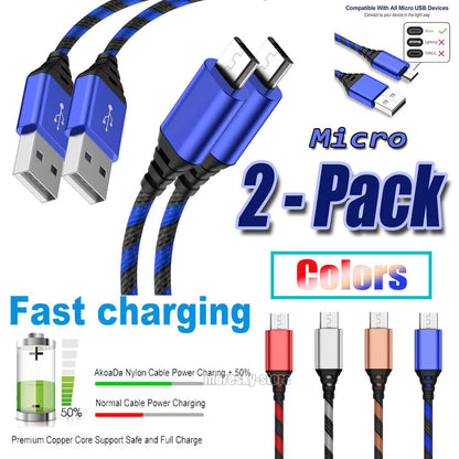 2x Micro USB Charging Cable 3/6/10ft Data Charge Cord For Galaxy A3 A5 A7 A8 A01