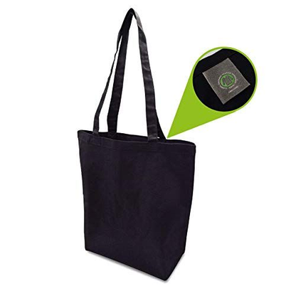 Canvas Tote Bags - 2 Pack Black Cotton Shopping with 16x16x5,