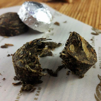 Mini Shen Puerh Silver Tin Foil Packing Tuocha Raw Puer Tea 75g