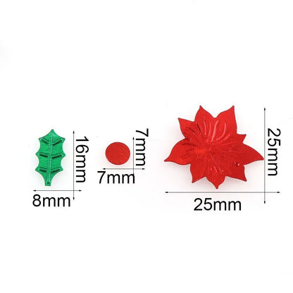 Confetti 15g Mix Colors Plastic Christmas Green Leaf Red Flowers Tinfoil Sequins