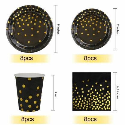 8Pcs/Set Disposable Tableware Plate/Napkin Birthday Wedding Party Decor Supplies