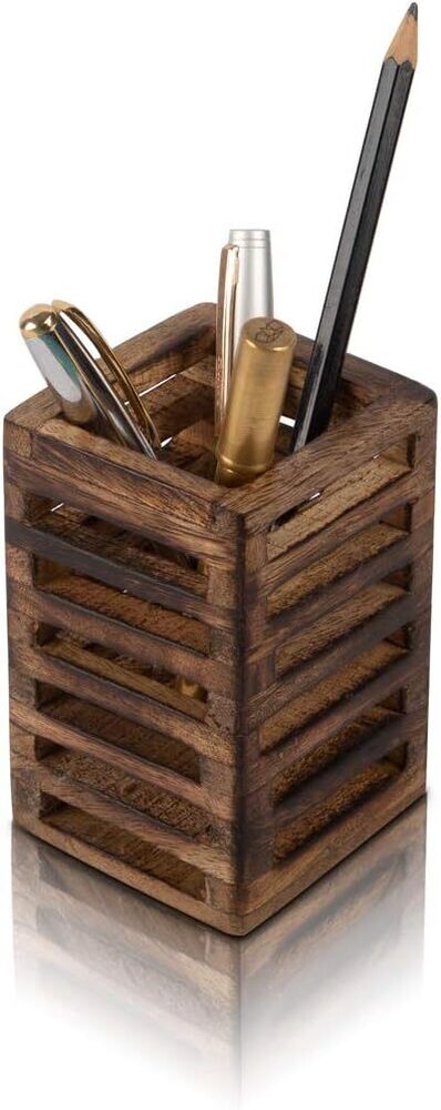 Handcrafted Wooden Pen Pencil Holder Organizer Desk Home Office Decoration Gift