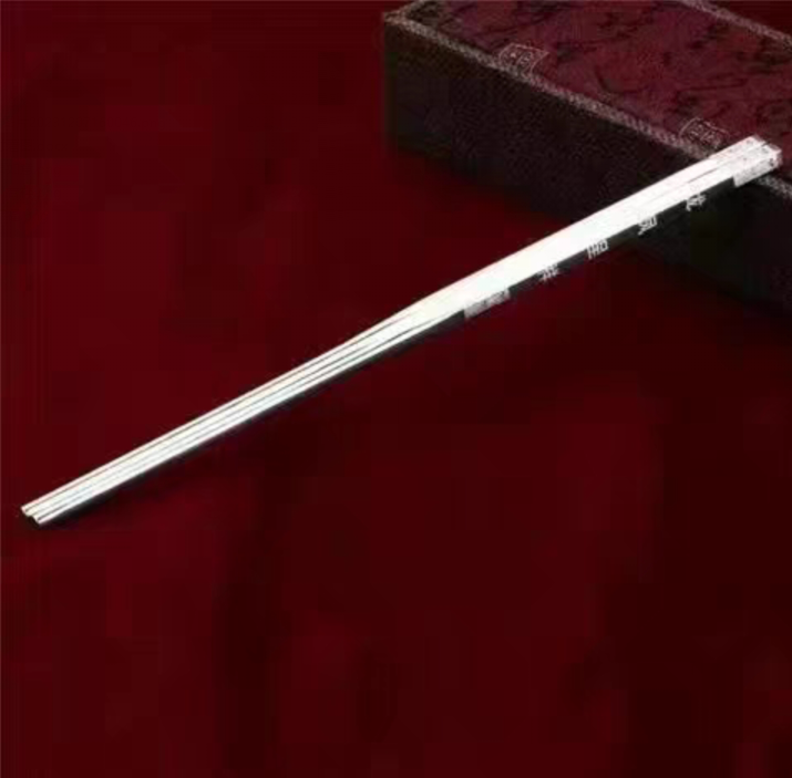 70g 999 Sterling Silver Certified Solid A Pair Chopsticks Family Collectible