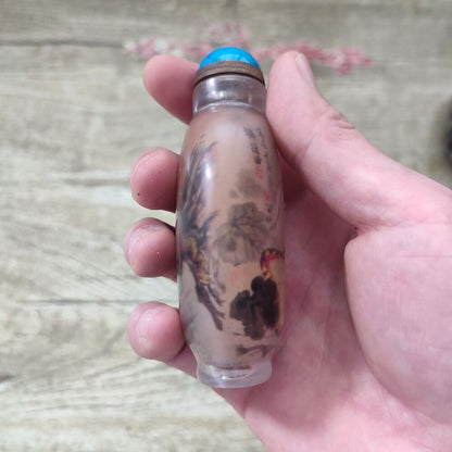 Vintage Chinese Glass Snuff Bottle With Inside Painting Viper Rare Exquisite Art