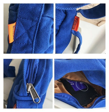 Recycled Cotton Fabric Mini Small Shoulder Pouch Blue Crossbody Bags 24*13*8 CM