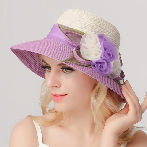 New Wide Brim Sun Hat Woman Straw Sun Cap Flower Sun Beach Outside Travel Cap