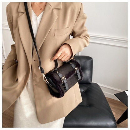 Matte Leather Lambswool Small Handbags Women Shoulder Bags Crossbody Bag Fur