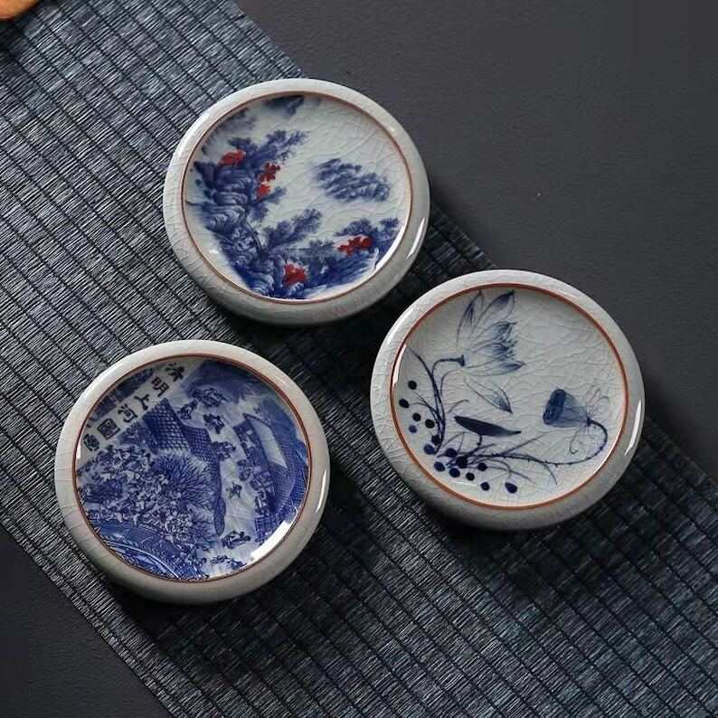 Classic Ceramic Tea Coasters|Ceramic Cup Holders|Tea Ceremony Accessories