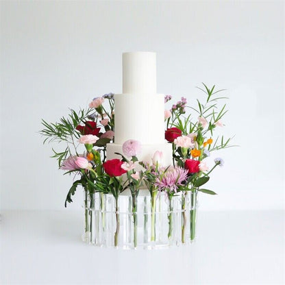 Cake Stands Acrylic Display Board Round Refillable Flowers Base Tray DIY 30x15cm
