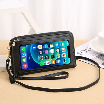 Women Long Crossbody Bag Simple Touch Screen Phone Purse Large Leather Messenger