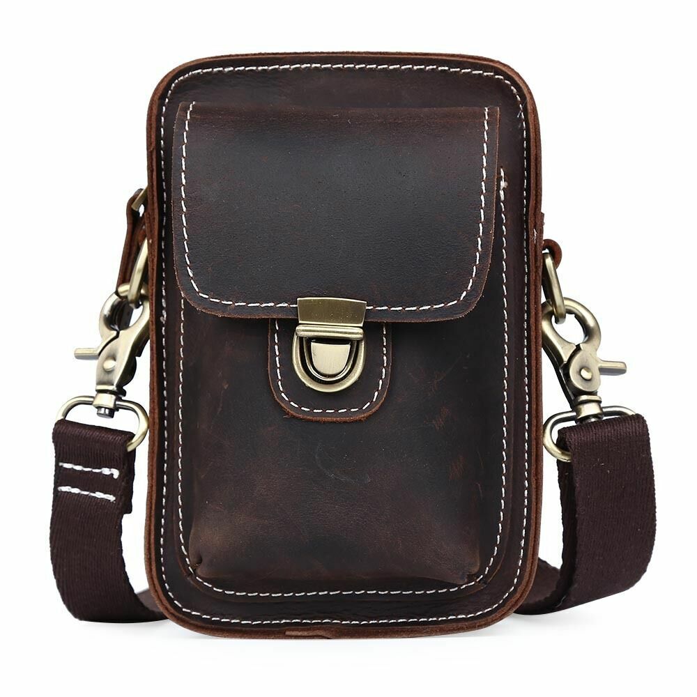 Men's New Rustic Leather Waist Bag Fanny Pack Belt Bag Pouch Small Shoulder Bag